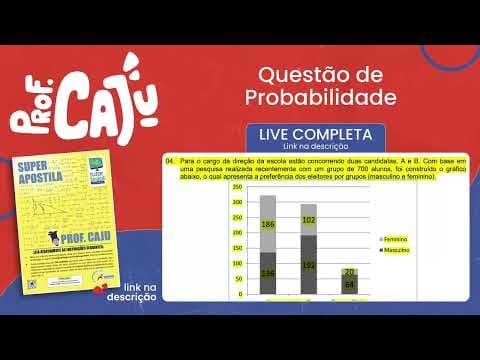Thumbnail da aula: [UFSC 2023] 21.04 📒 PROBABILIDADE Para o cargo da direção da escola estão concorrendo duas