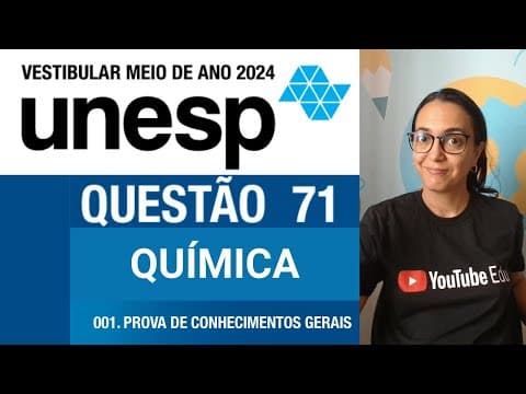 Thumbnail da aula: UNESP meio do ano 2024 QUÍMICA - QUESTÃO 71-  O eteno, matéria-prima para a fabricação do polímero