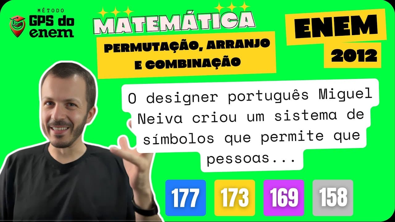 Thumbnail: 🐧 177. ENEM 2012 Permutação | Questão 👉🏻 "O designer português Miguel Neiva criou um" | Matemática