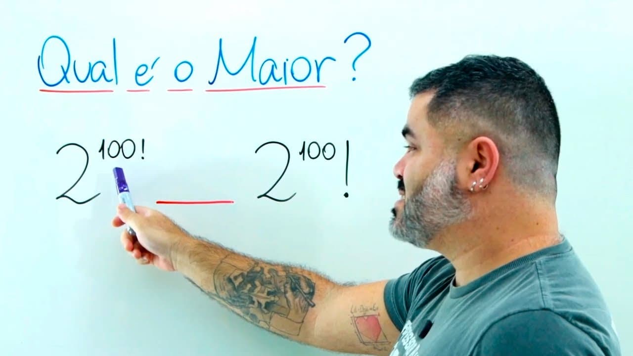 Thumbnail: QUAL NÚMERO É MAIOR? 2^(100!) ou (2^100)! ? Você consegue mostrar seu RACIOCÍNIO LÓGICO?