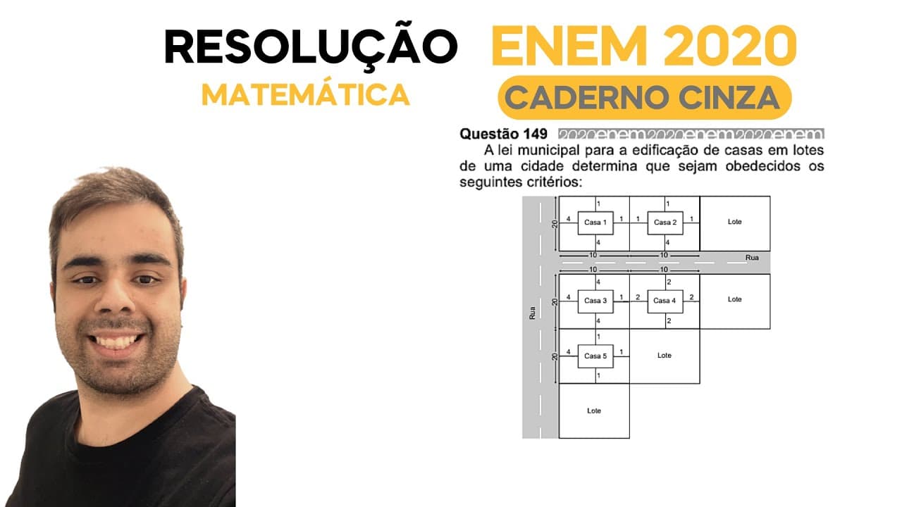 Thumbnail: ENEM 2020 \ MATEMÁTICA - Questão 149, CADERNO CINZA – A lei municipal para edificação de casas
