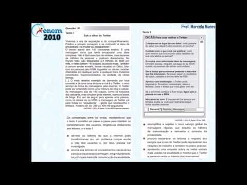 Thumbnail da aula: Enem 2010: interpretação de textos (Twitter).
