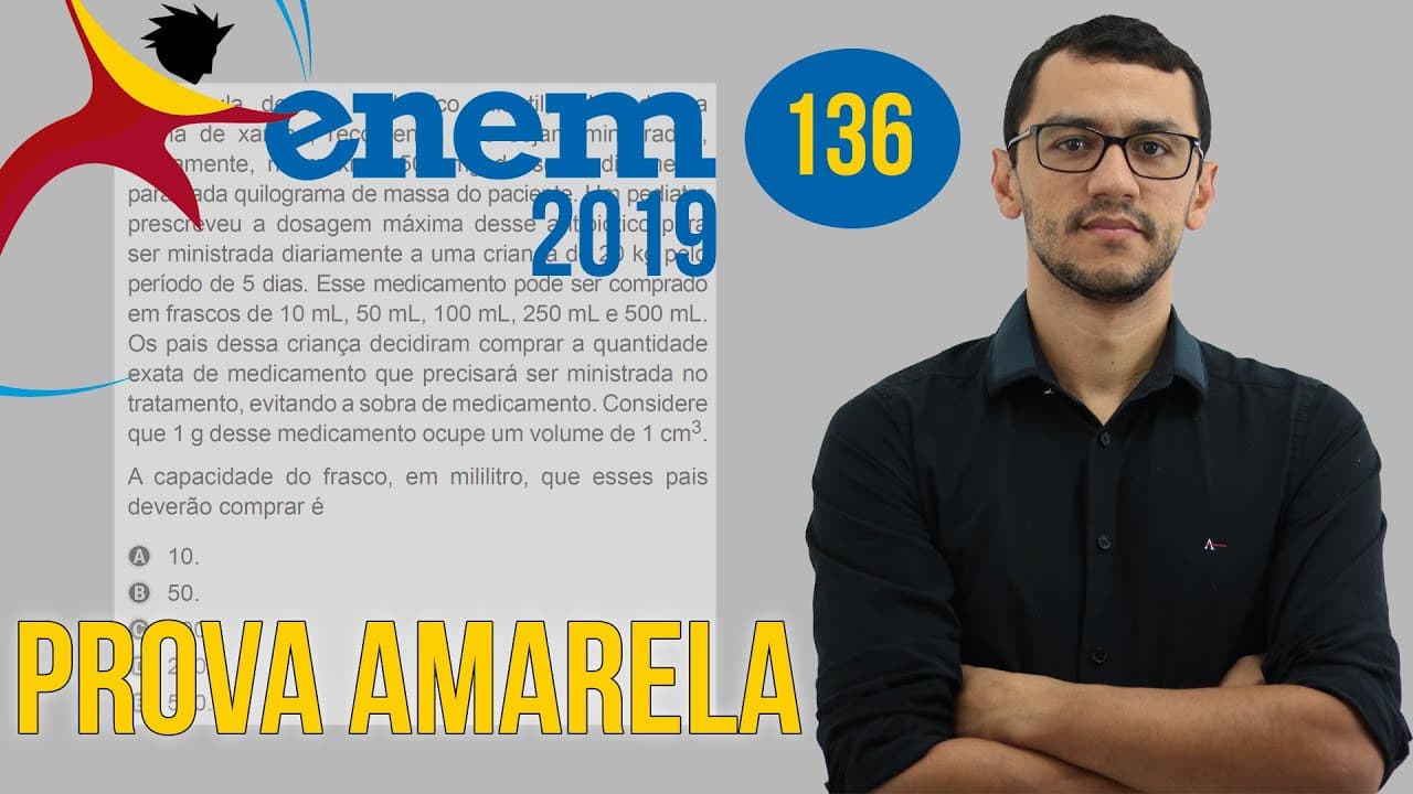 Thumbnail: Questão 136 - Prova Amarela - ENEM 2019   Proporção