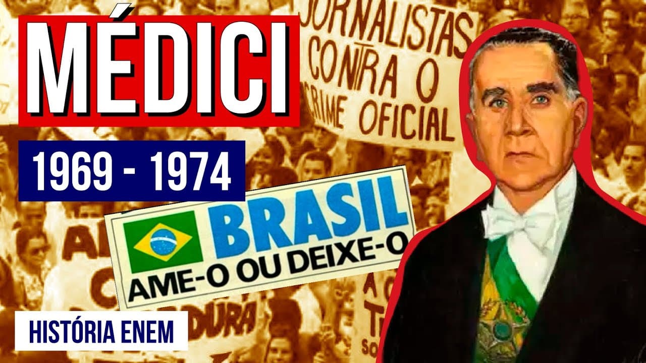 Thumbnail: GOVERNO MÉDICI: Ditadura, luta armada, censura, e milagre econômico | RESUMO DE HISTÓRIA ENEM