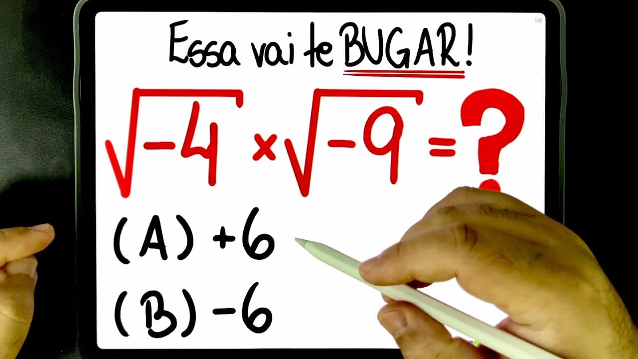 Thumbnail: 🔥 ESSA VAI TE BUGAR! Raiz Quadrada de NÚMEROS NEGATIVOS sendo multiplicadas! 😱😱 Você consegue?
