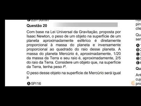 Thumbnail da aula: 20 - Com base na Lei Universal da Gravitação, proposta por Isaac Newton, o peso de um objeto na...