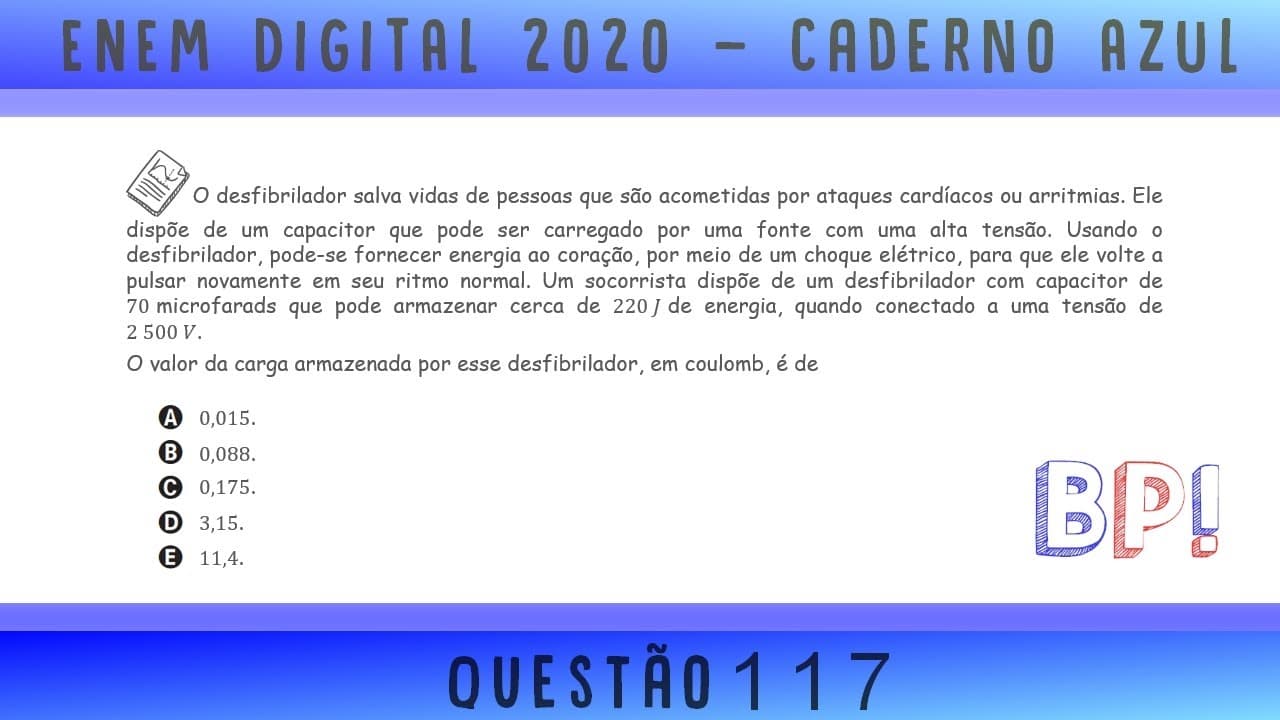 Thumbnail: #EnemDigital2020 — Caderno azul, questão 117 (Eletrostática)