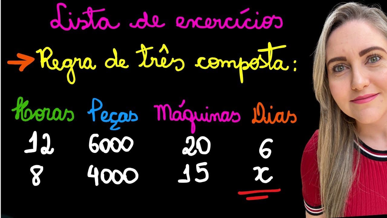 Thumbnail: LISTA DE REGRA DE TRÊS COMPOSTA! EXPLICAÇÃO PASSO A PASSO DE REGRA DE 3 COMPOSTA!APRENDA COMO FAZER!