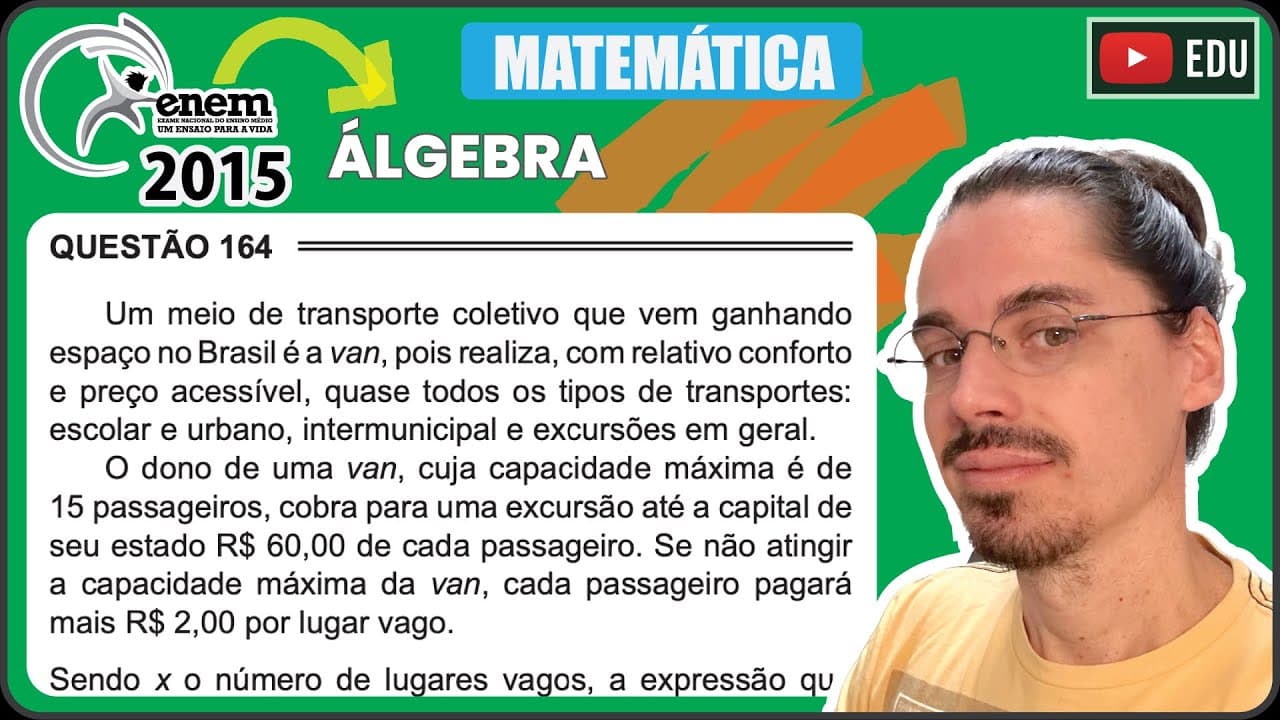 Thumbnail: [ENEM 2015 PPL] 164 📘 ÁLGEBRA Um meio de transporte coletivo que vem ganhando espaço no Brasil é a