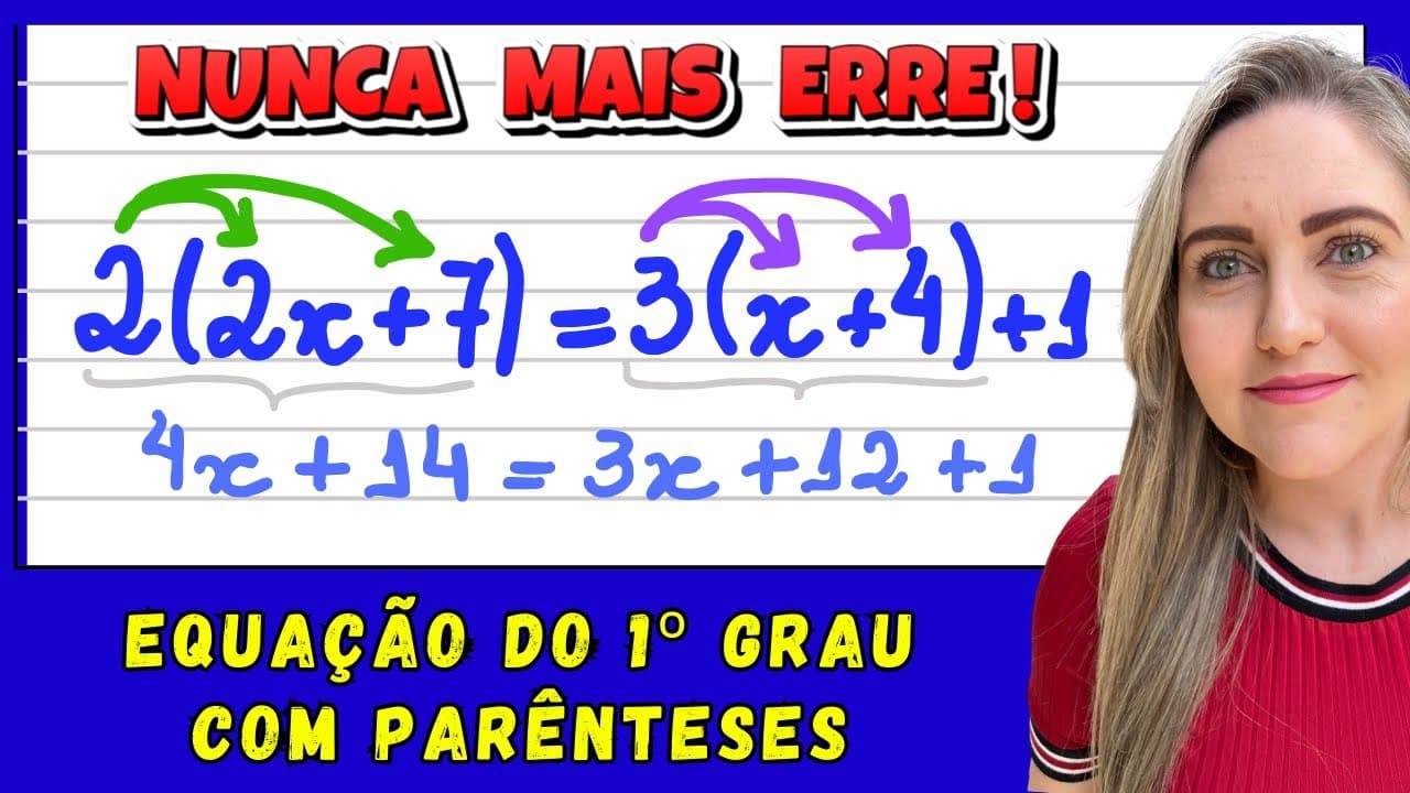 Thumbnail: EQUAÇÃO DO 1º GRAU COM PARÊNTESES!EXPLICAÇÃO PROPRIEDADE DISTRIBUTIVA DA MULTIPLICAÇÃO/“CHUVEIRINHO”