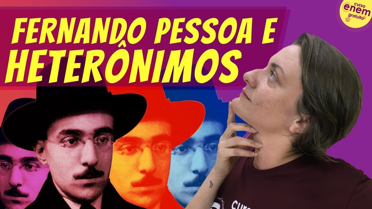 Thumbnail: HETERÔNIMOS DE FERNANDO PESSOA | Resumo de Literatura para o Enem. Profe Camila Brambilla