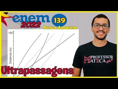 Thumbnail da aula: Questão 139 (Prova Amarela) Matemática ENEM 2022 | Gráficos   Ultrapassagens