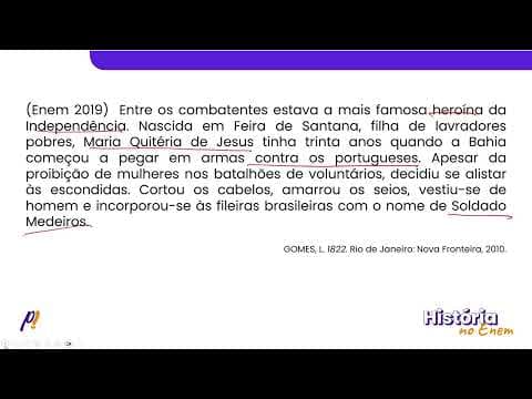 Thumbnail da aula: ENEM 2019 - BRASIL IMPERIAL | Entre os combatentes estava a mais famosa heroína da Independência...