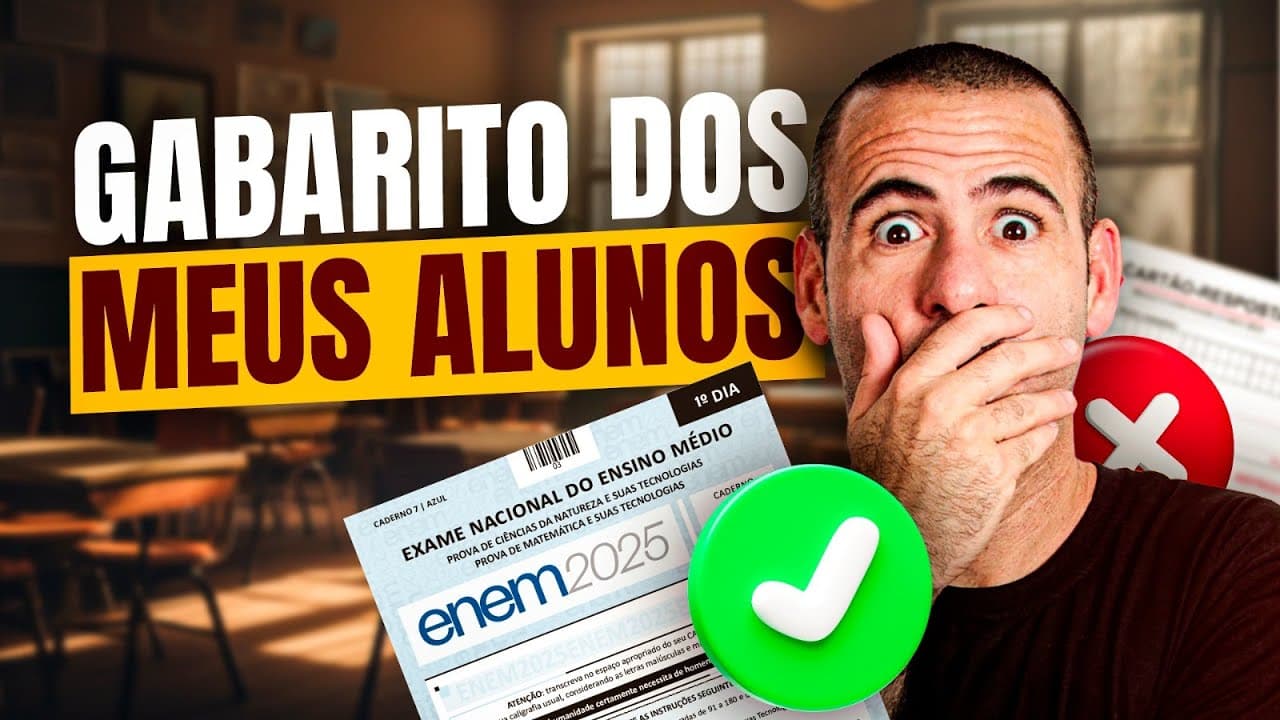 Thumbnail: Caiu no ENEM 2025! Veja as questões de História que meus alunos acertaram e erraram