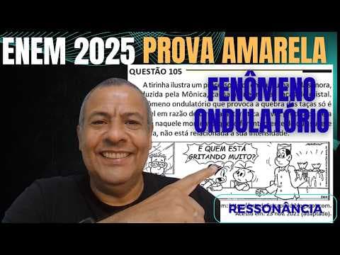 Thumbnail da aula: ENEM 2025 AMARELA Q.105_A tirinha ilustra um processo físico em que uma onda sonora, produzida pela