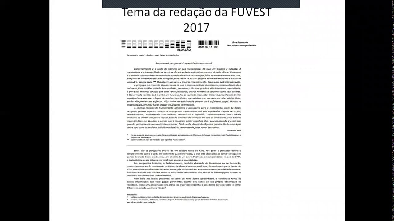 Thumbnail: Redação - tema Fuvest 2017