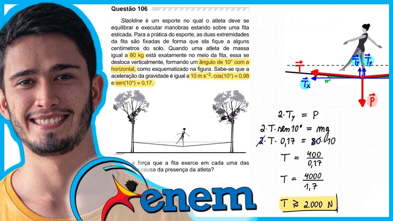 Thumbnail: ENEM 2019 - Slackline é um esporte no qual o atleta deve se equilibrar e executar manobras estando s