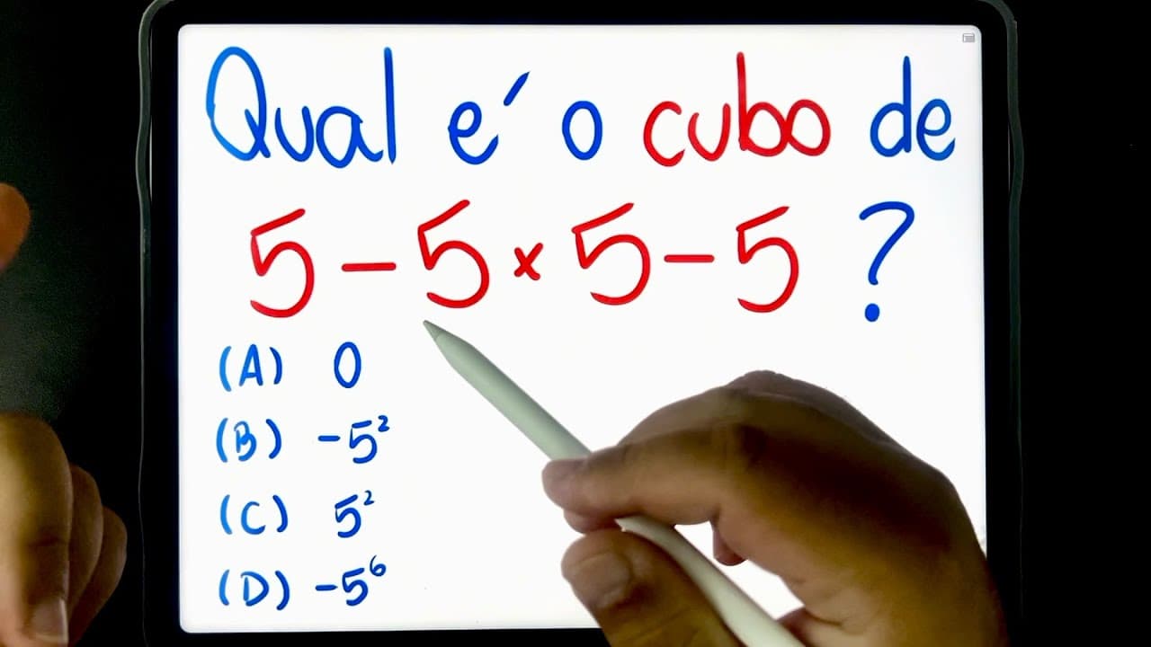 Thumbnail: 🔥 Você sabe CALCULAR O CUBO de 5-5×5-5? NINGUÉM ACERTA esse PROBLEMA DE MATEMÁTICA BÁSICA!