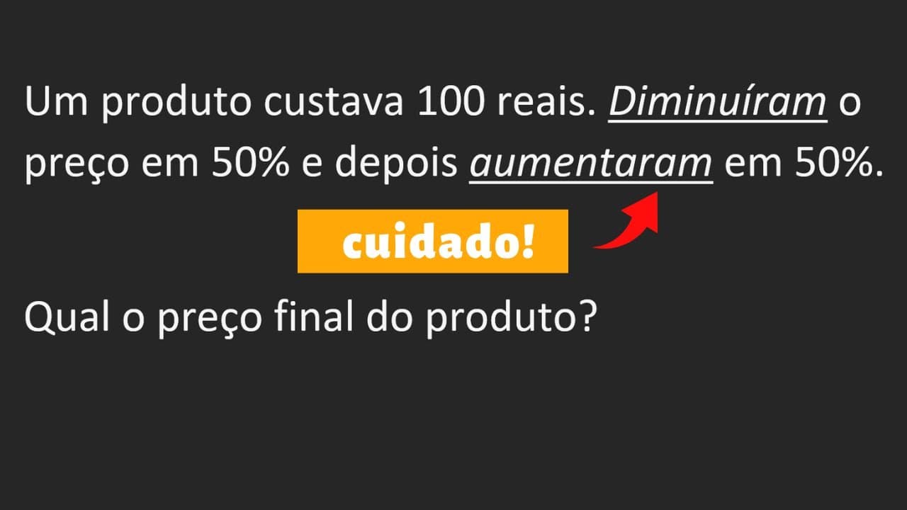 Thumbnail: 99% dos alunos erram! - Desafio de aumento e diminuição percentual