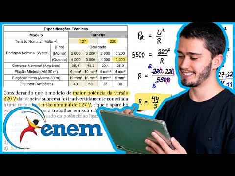 Thumbnail da aula: ENEM 2010 - Observe a tabela seguinte. Ela traz especificações técnicas constantes no manual de inst
