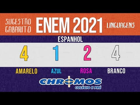 Thumbnail da aula: Gabarito ENEM 2021 CHROMOS - Prova Amarela: Questão 04 | Espanhol