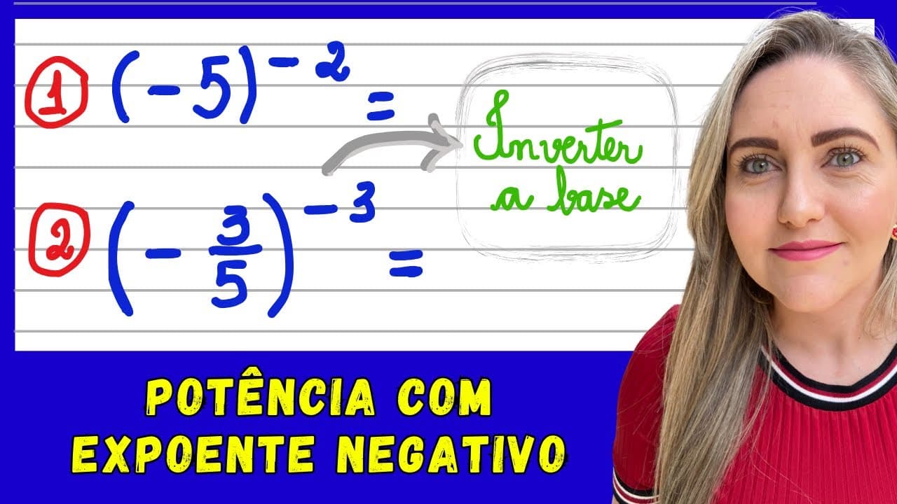 Thumbnail: POTÊNCIA COM EXPOENTE NEGATIVO! EXPLICAÇÃO PASSO A PASSO DE COMO RESOLVER QUALQUER POTÊNCIA!