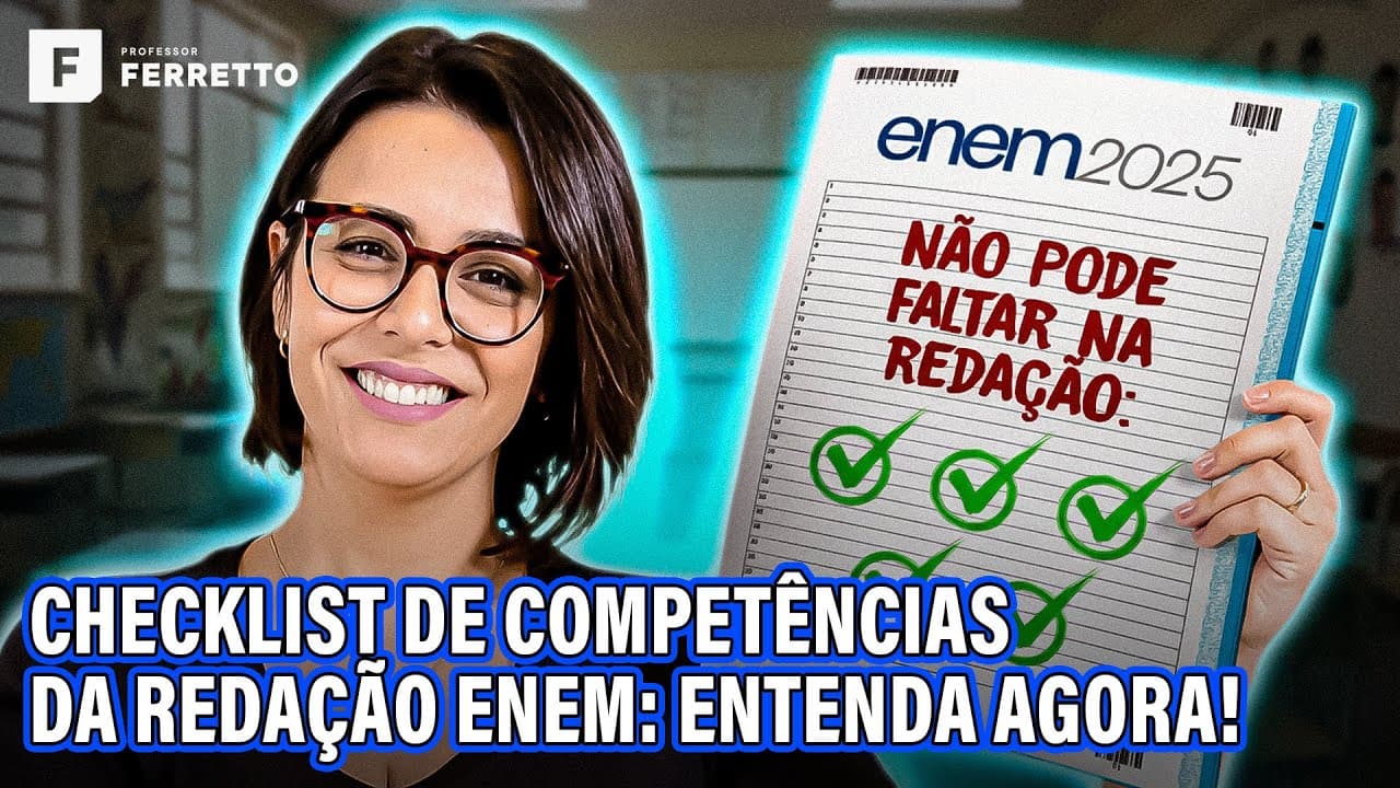 Thumbnail: ENTENDA AGORA AS 5 COMPETÊNCIAS DA REDAÇÃO DO ENEM!🎯