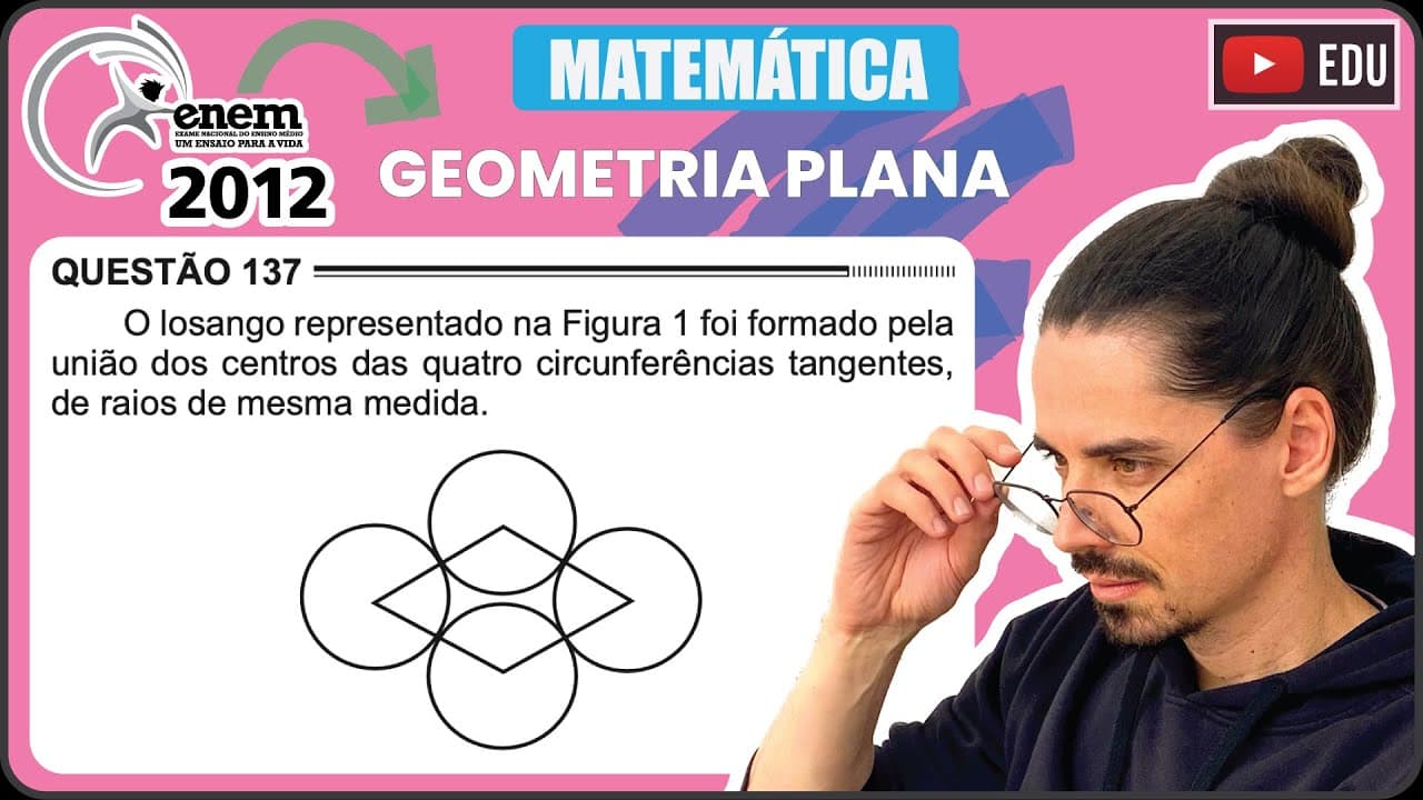 Thumbnail: [ENEM 2012] 137 📘 GEOMETRIA PLANA O losango representado na Figura 1 foi formado pela união dos