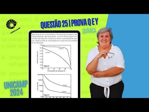 Thumbnail da aula: UNICAMP 2024 | Química | Questão 25 da Prova Q e Y |  Eletroquímica e Meio Ambiente