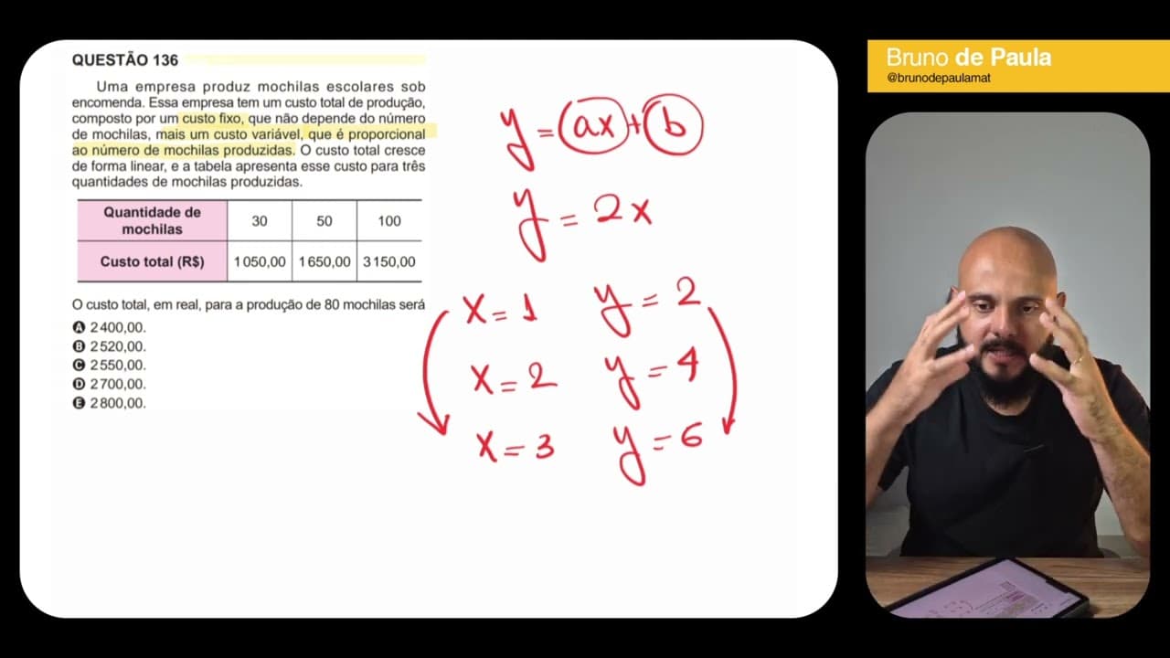 Thumbnail: Questão 136 - Caderno Amarelo | MATEMÁTICA ENEM 2024