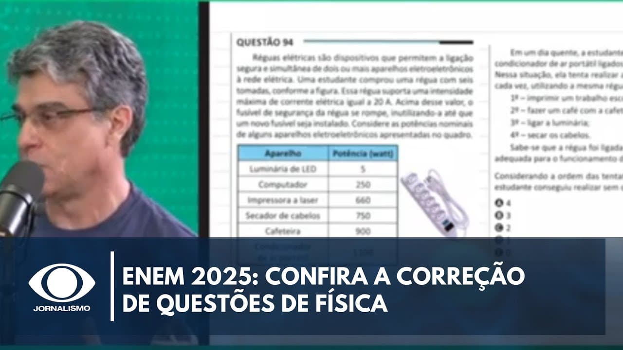 Thumbnail: Enem 2025: Confira a correção de questões de física