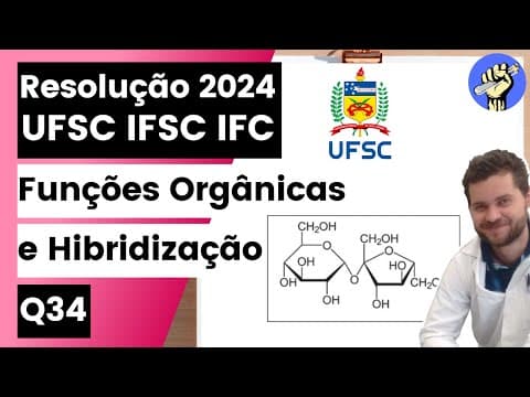 Thumbnail da aula: ✏️ UFSC 2024 | Açúcares são uma classe de carboidratos (compostos contendo carbono, hidrogênio e