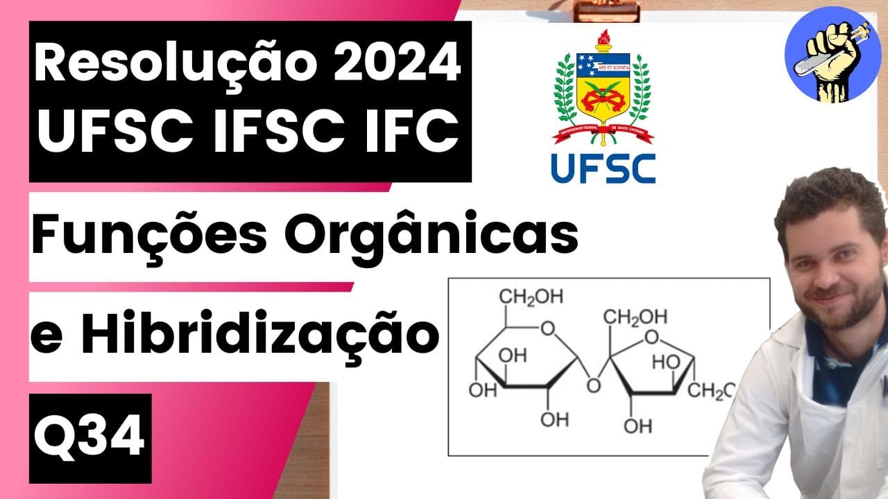 Thumbnail: ✏️ UFSC 2024 | Açúcares são uma classe de carboidratos (compostos contendo carbono, hidrogênio e