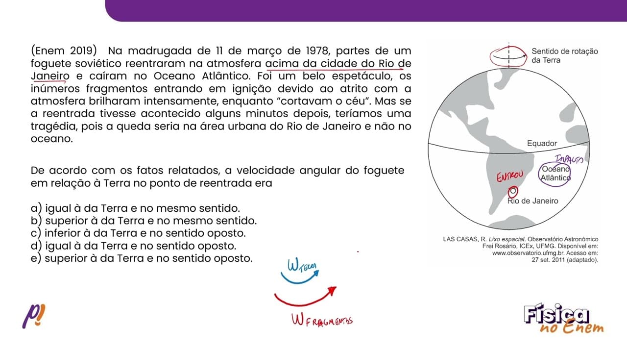 Thumbnail: ENEM 2019 - CINEMÁTICA VETORIAL | Na madrugada de 11 de março de 1978, partes de um foguete...