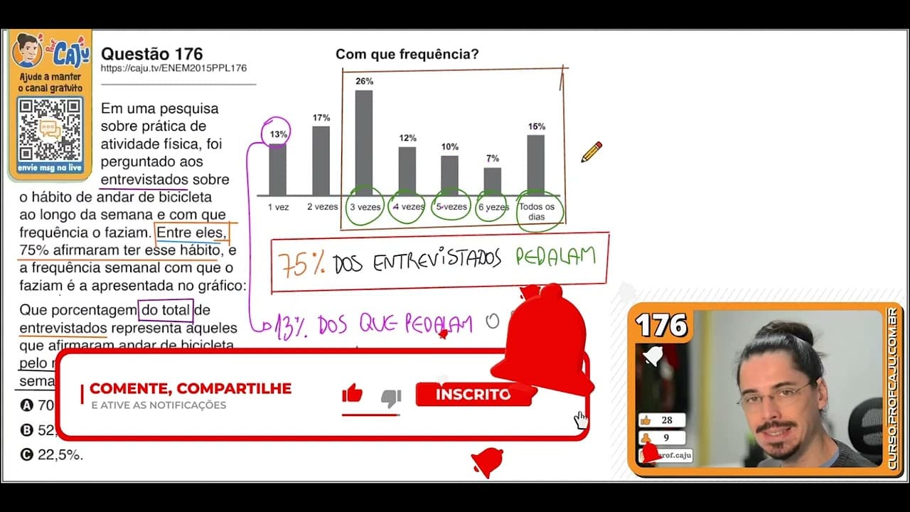 Thumbnail: [ENEM 2015 PPL] 176 📓 --- Em uma pesquisa sobre prática de atividade física, foi perguntado aos