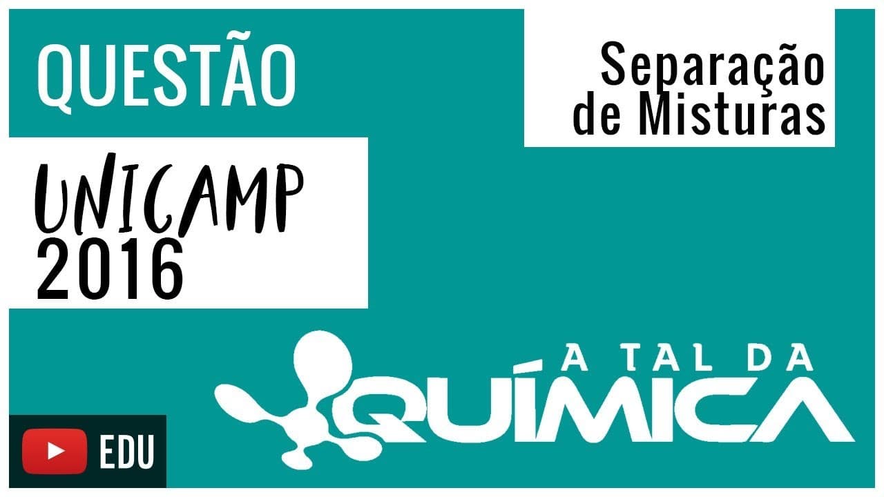 Thumbnail: Questão UNICAMP/2016 - Separação de Misturas
