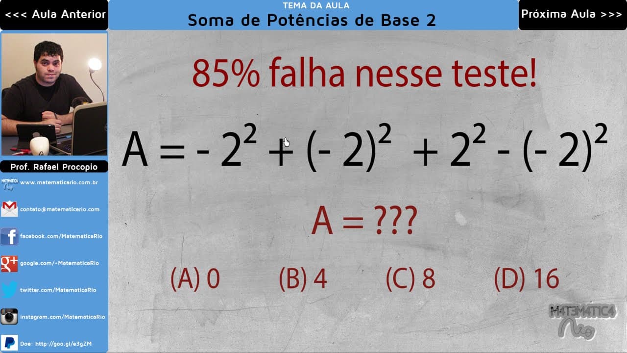 Thumbnail: DESAFIO: Soma de Potências de Base 2 | Matemática Rio