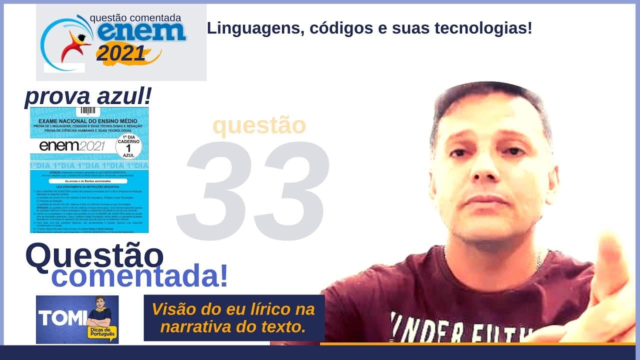 Thumbnail: #Enem: questão33 comentada. Visão do eu lírico na narrativa