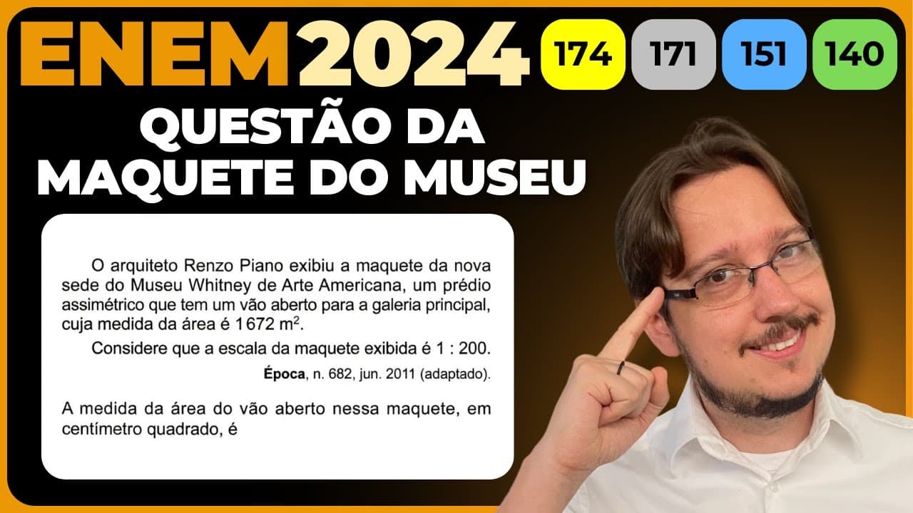 Thumbnail: ENEM 2024 || Escala e Área || O arquiteto Renzo Piano exibiu a maquete da nova sede do Museu Whitney