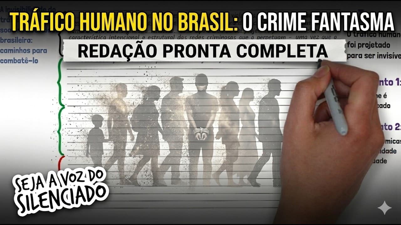 Thumbnail: Redação (modelo pronto) A invisibilidade do tráfico de pessoas no Brasil | Desenhando a Solução