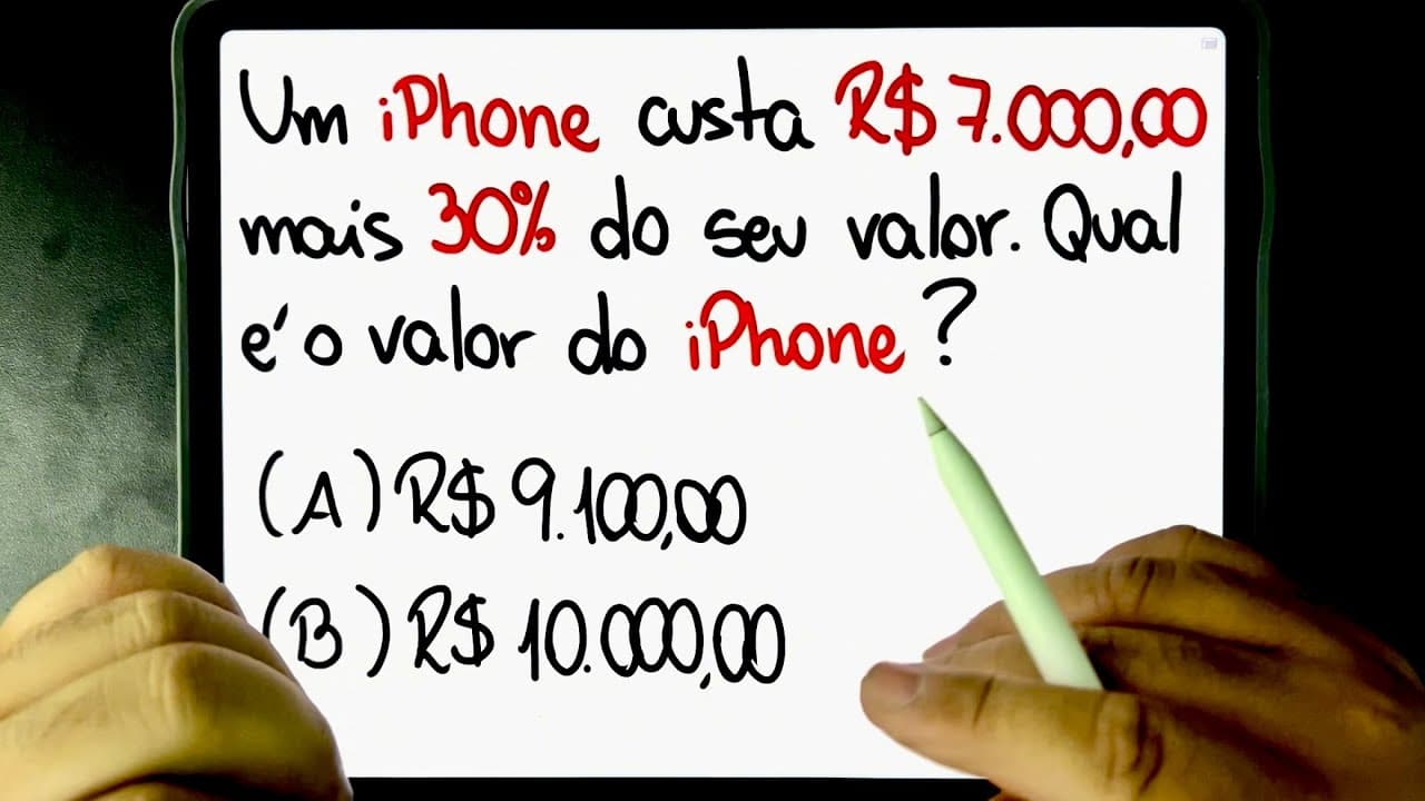 Thumbnail: 🔥 Quanto custa um iPhone? R$ 7.000,00 + 30% do seu valor 😱 Você sabe calcular?