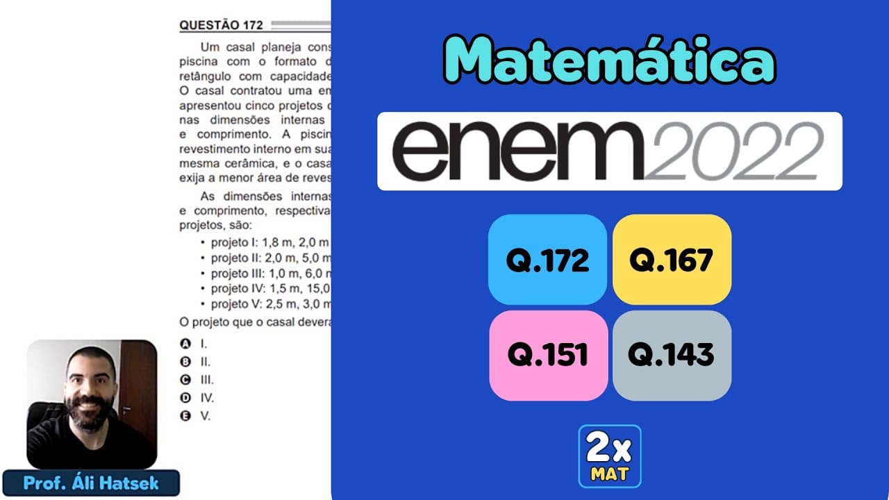 Thumbnail: Resolução Matemática ENEM 2022 - Questão 172 - Caderno Azul - Um casal planeja construir