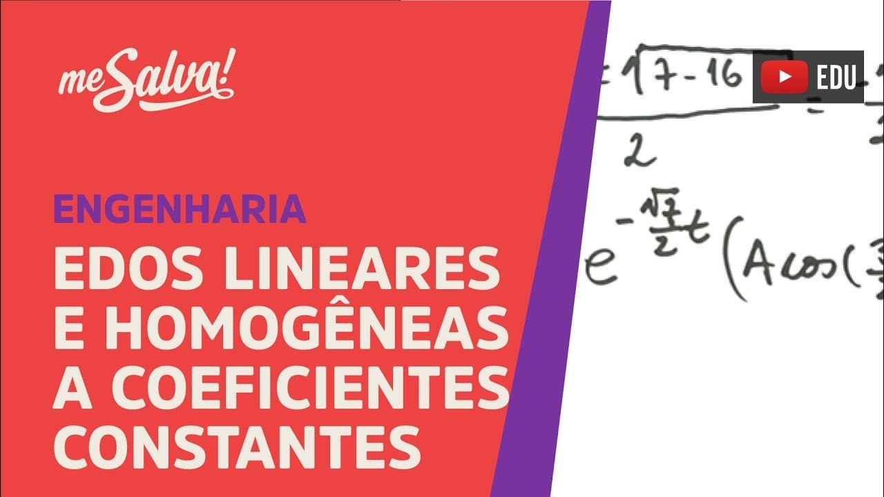 Thumbnail: Me Salva! EDO3.1 - EDOs lineares homogêneas a coeficientes constantes - Equações Diferenciais