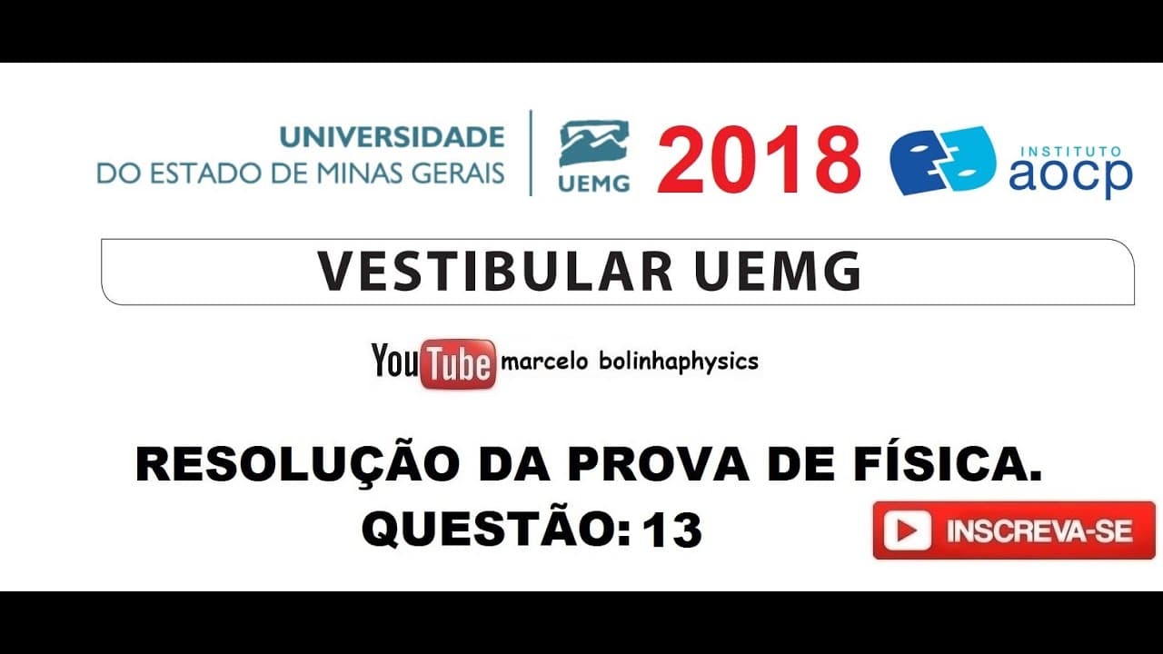 Thumbnail: Resolução da prova de FÍSICA – UEMG– 2018 – Questão:13.