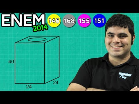 Thumbnail da aula: ENEM 2014 Matemática #16 - Volume do Paralelepípedo e Porcentagem