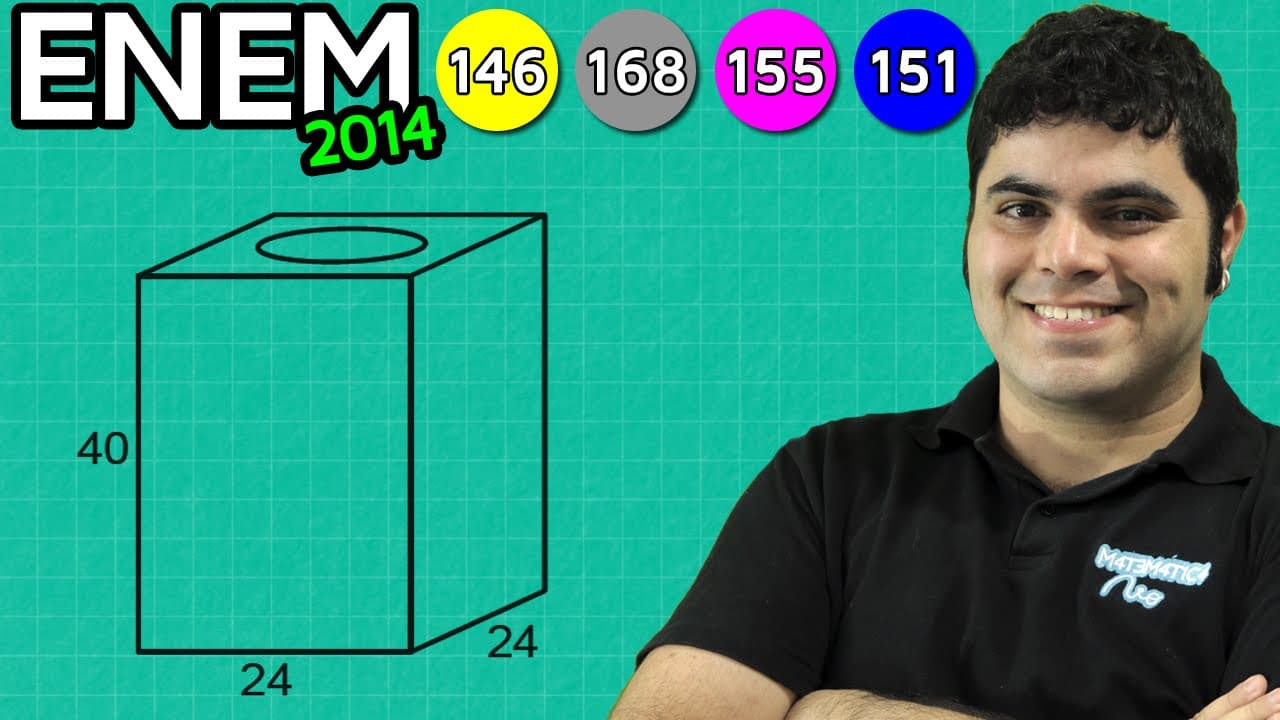 Thumbnail: ENEM 2014 Matemática #16 - Volume do Paralelepípedo e Porcentagem