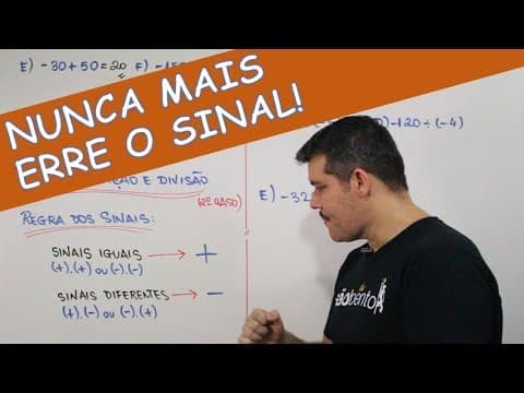 Thumbnail da aula: ▶️ NÚMEROS NEGATIVOS (REGRA DOS SINAIS) - Matemática Básica