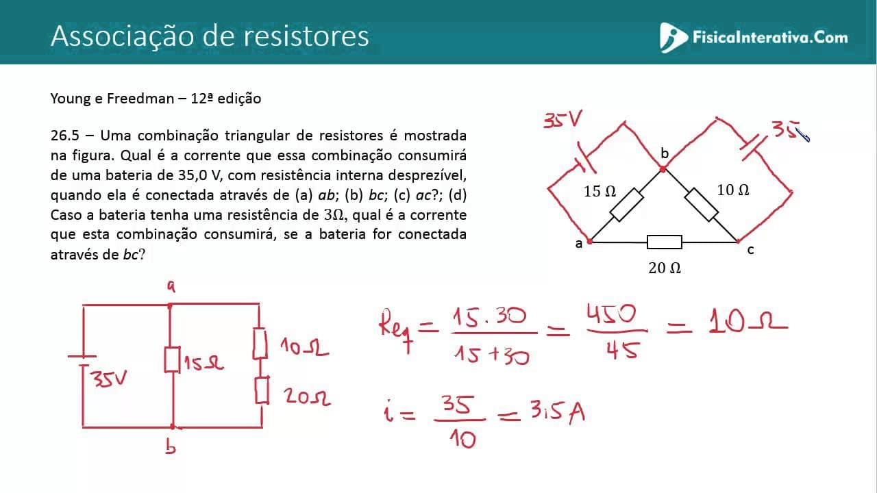 Thumbnail: Associação de resistores - Exercício resolvido - Q26-5