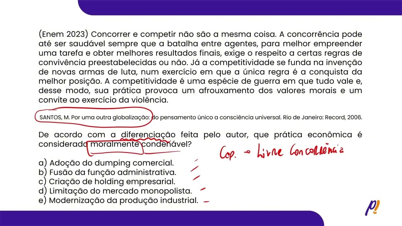 Thumbnail: ENEM 2023 - Do meio natural ao espaço da Globalização | Concorrer e competir não são a mesma...