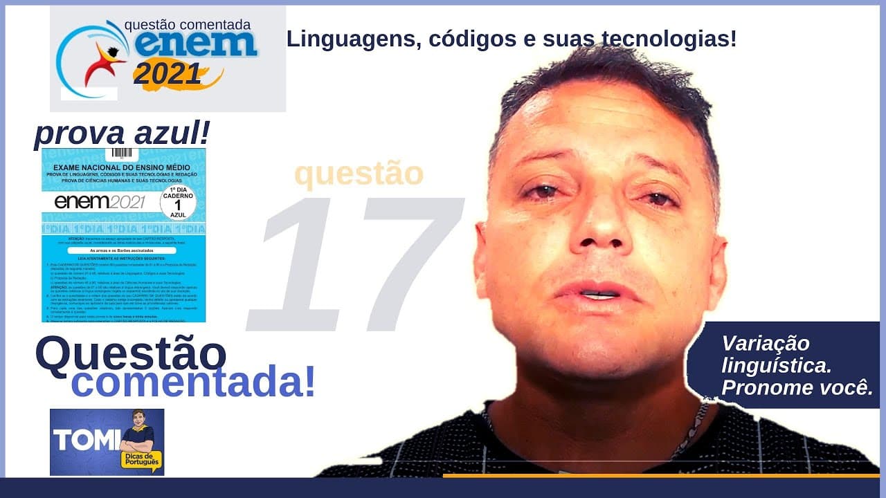 Thumbnail: #Enem #Questão17 comentada: variação linguística e pronome